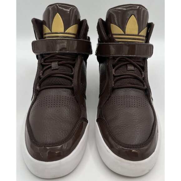 adidas Other - Adidas Adi-Rise Mid Men’s Size 8 Shoes Dark Brown Leather Gold Accents G20518